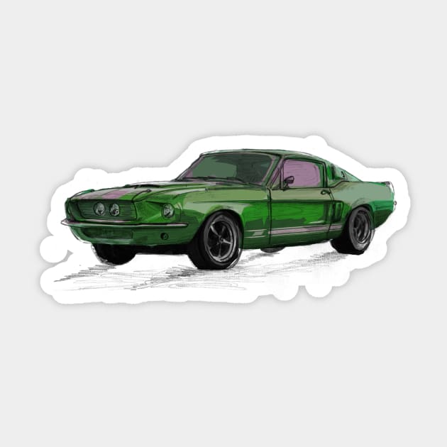 Classic Mustang Green Sticker by jdm1981